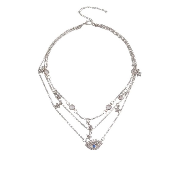 NEW Faux Crystal Pendant Necklace Eye Stars Water Drops - Picture 2 of 2